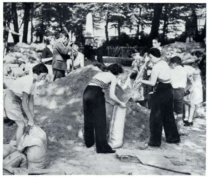 Framed Print : Civilians filling sandbags for air raid shelters 1939 Framed Print : Civilians filling sandbags for air raid shelters 1939