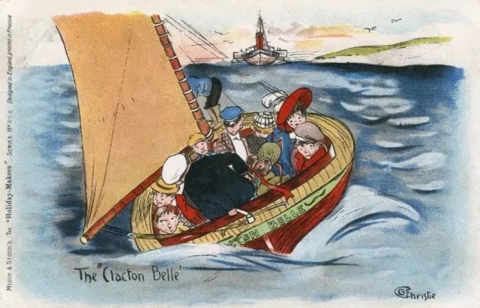 Framed Print : The Clacton Belle - family enjoying a rather choppy sail Framed Print : The Clacton Belle - family enjoying a rather choppy sail