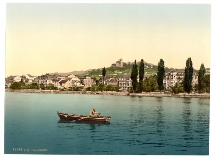 Framed Print : Clarens, general view, from the Lake, Geneva Lake, Switzerla Framed Print : Clarens, general view, from the Lake, Geneva Lake, Switzerla