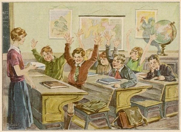 Classroom Scene. Everyone knows the answer - except the boy in the back row