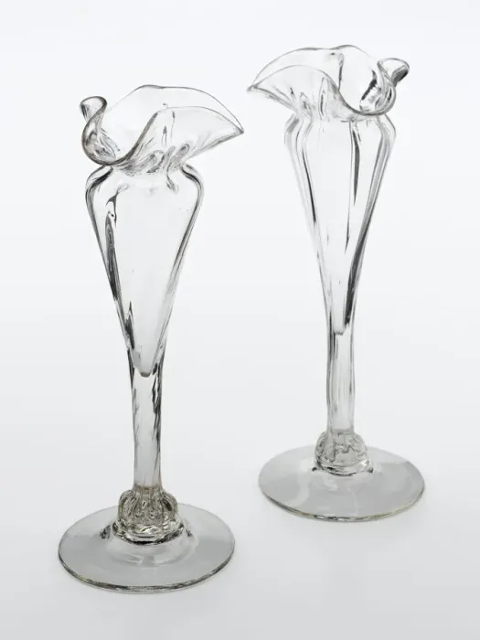 Framed Print : Vases. One of two clear glass vases with a spreading foot Framed Print : Vases. One of two clear glass vases with a spreading foot