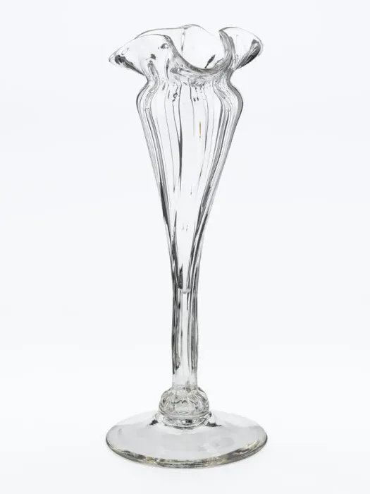 Framed Print : Vase. One of two clear glass vases with a spreading foot Framed Print : Vase. One of two clear glass vases with a spreading foot