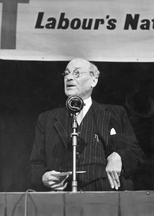 Framed Print : Clement Richard Attlee giving a speech Framed Print : Clement Richard Attlee giving a speech