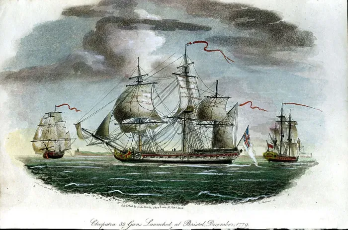 Framed Print : Cleopatra 32 Guns Launched At Bristol Dec 1779 Framed Print : Cleopatra 32 Guns Launched At Bristol Dec 1779