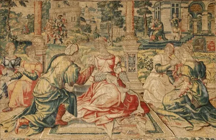 Framed Print : Cleopatra and her court. Flemish tapestry 16th c Framed Print : Cleopatra and her court. Flemish tapestry 16th c