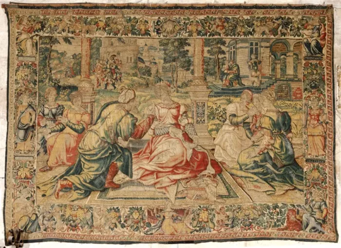 Framed Print : Cleopatra and her court. Flemish tapestry 16th c Framed Print : Cleopatra and her court. Flemish tapestry 16th c