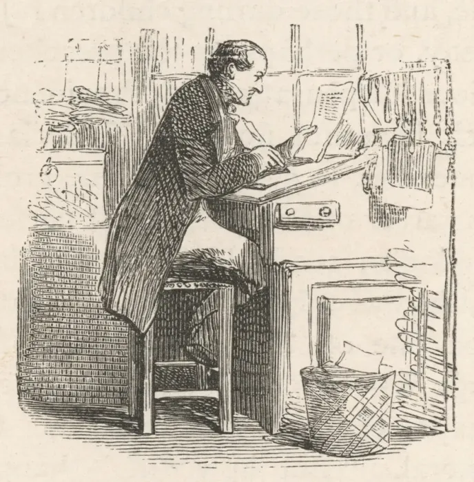 Framed Print : Clerk at his Desk Framed Print : Clerk at his Desk