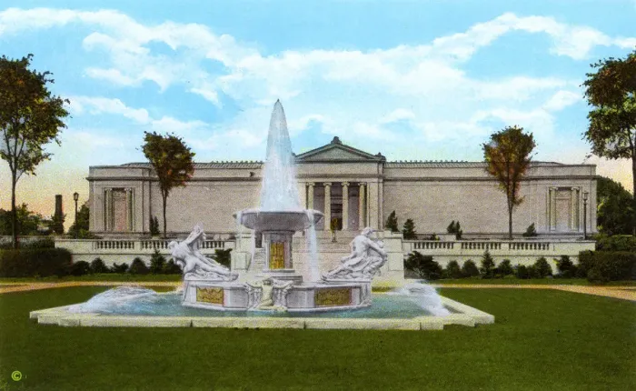 Framed Print : Cleveland, Ohio, USA - Fountain and Museum of Art Framed Print : Cleveland, Ohio, USA - Fountain and Museum of Art
