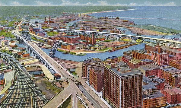Cleveland, Ohio, USA, High Level Bridge & Main Avenue Bridge