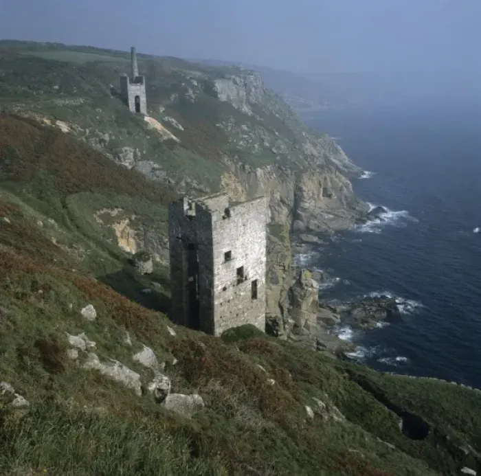 Framed Print : The cliff edge engine houses of Wheal Trewavas Framed Print : The cliff edge engine houses of Wheal Trewavas