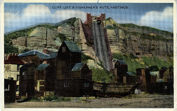 Cliff Lift & Fishermans Huts, Hastings, England