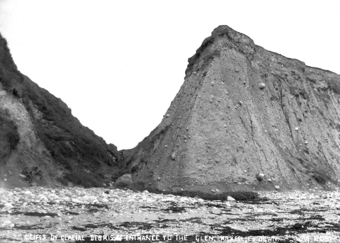 Framed Print : Cliffs of Glacial Debris at Entrance to the Glen, Kilkeel, C Framed Print : Cliffs of Glacial Debris at Entrance to the Glen, Kilkeel, C