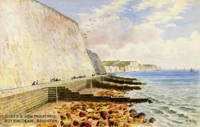 Framed Print : Cliffs and New Promenade, Rottingdean, Sussex Framed Print : Cliffs and New Promenade, Rottingdean, Sussex
