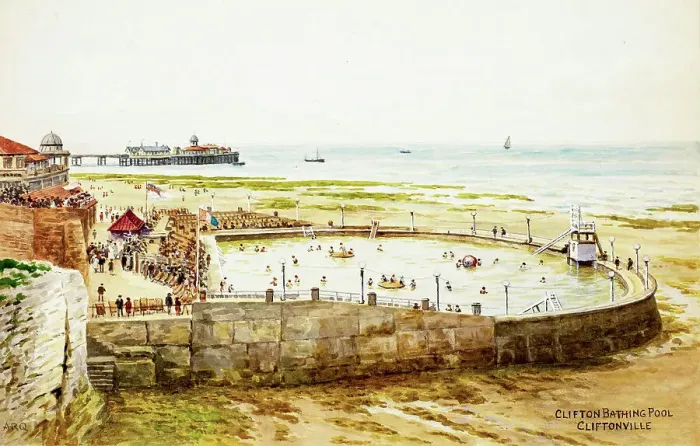 Framed Print : Clifton Bathing Pool, Cliftonville, Margate, Kent Framed Print : Clifton Bathing Pool, Cliftonville, Margate, Kent