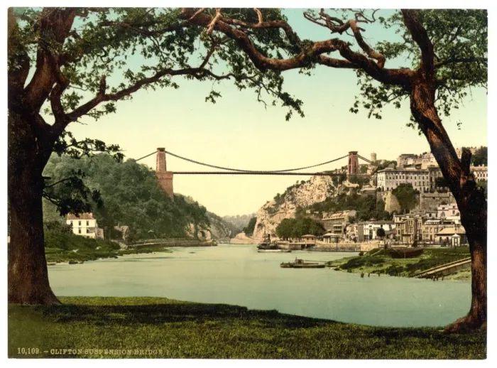 Framed Print : Clifton suspension bridge from the ferry, Bristol, England Framed Print : Clifton suspension bridge from the ferry, Bristol, England