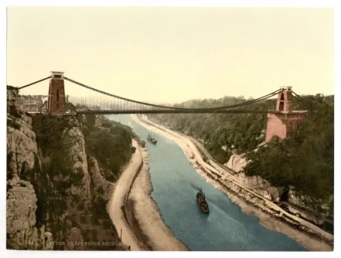 Framed Print : Clifton suspension bridge from the north cliffs, Bristol, En Framed Print : Clifton suspension bridge from the north cliffs, Bristol, En