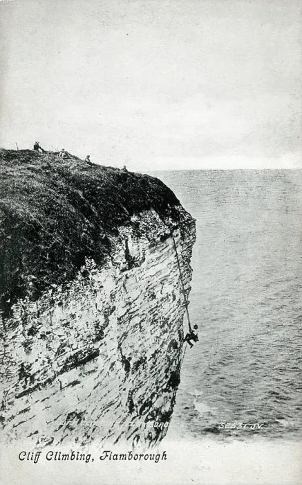 Framed Print : Climbing the Cliffs - Flamborough, East Riding of Yorkshire. Date: circa 1909 Framed Print : Climbing the Cliffs - Flamborough, East Riding of Yorkshire. Date: circa 1909