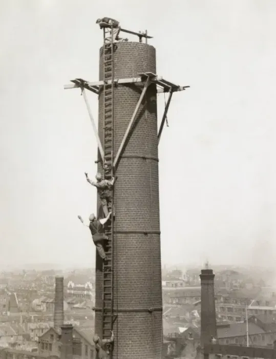 Framed Print : Climbing Factory Chimney Framed Print : Climbing Factory Chimney