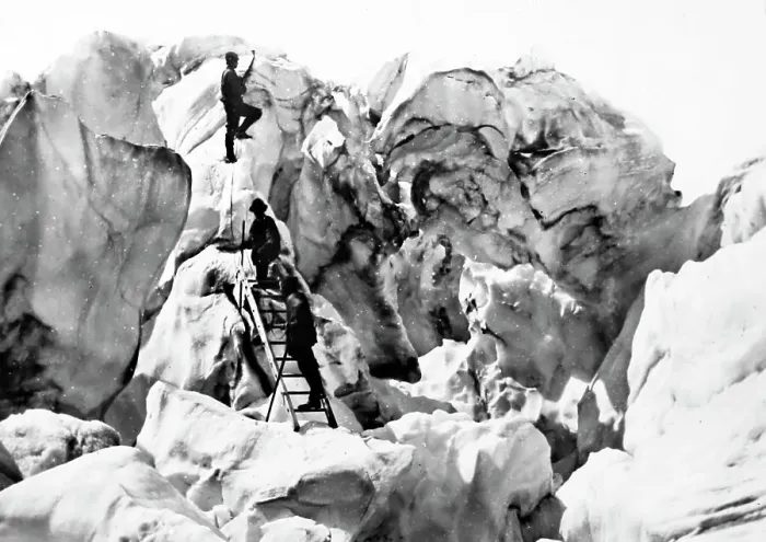 Framed Print : Climbing in the French Alps, Victorian period Framed Print : Climbing in the French Alps, Victorian period