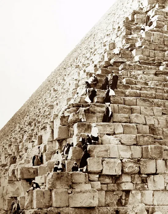 Framed Print : Climbing the Great Pyramid, Egypt, Victorian period Framed Print : Climbing the Great Pyramid, Egypt, Victorian period