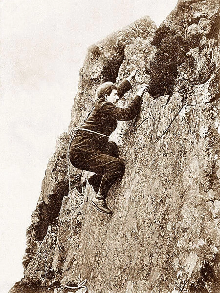 Climbing Scawfell Hand Traverse Victorian period