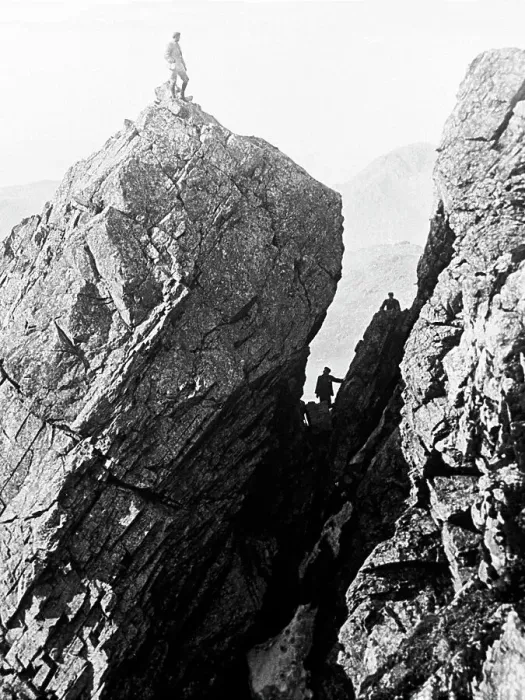Framed Print : Climbing Scawfell Pinnacle Victorian period Framed Print : Climbing Scawfell Pinnacle Victorian period