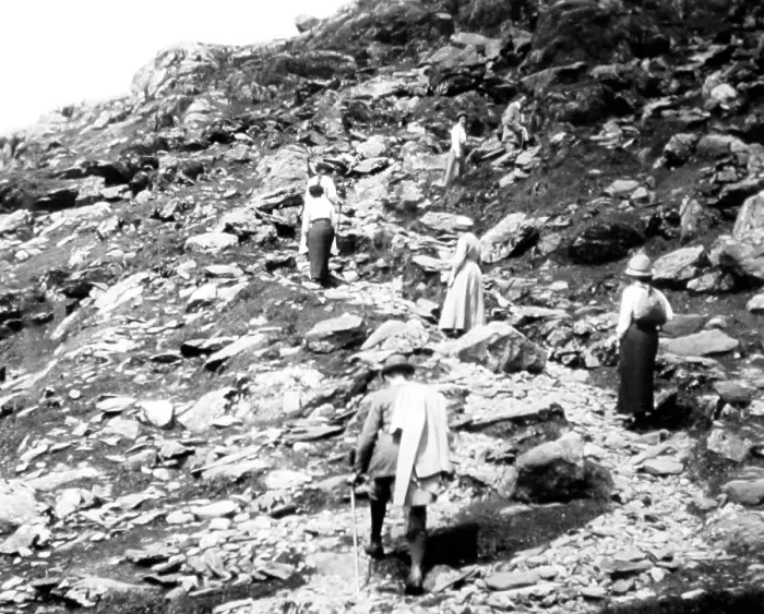 Framed Print : Climbing Snowdon, Victorian period Framed Print : Climbing Snowdon, Victorian period