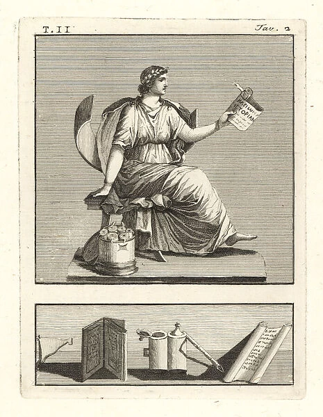 Clio, Roman muse of history, reading a scroll