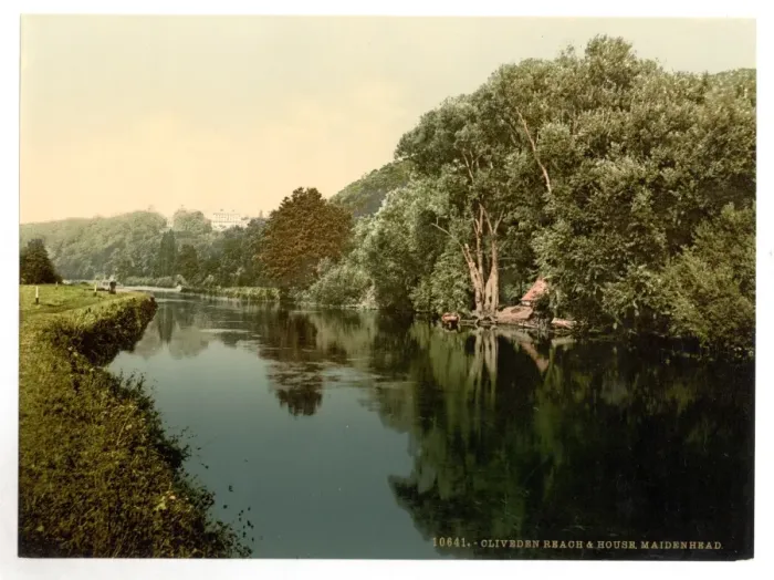 Framed Print : Cliveden Reach and House, Maidenhead, London and suburbs, En Framed Print : Cliveden Reach and House, Maidenhead, London and suburbs, En