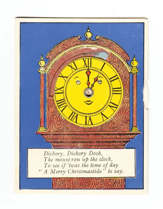 Framed Print : Clock with nursery rhyme on a Christmas card Framed Print : Clock with nursery rhyme on a Christmas card