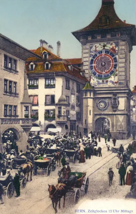 Framed Print : Clock striking midday, Berne, Switzerland Framed Print : Clock striking midday, Berne, Switzerland