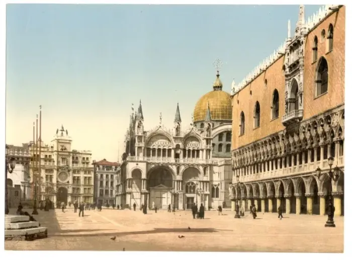 Framed Print : Clock tower, St. Marks, and Doges Palace, Piazzetta di San Framed Print : Clock tower, St. Marks, and Doges Palace, Piazzetta di San