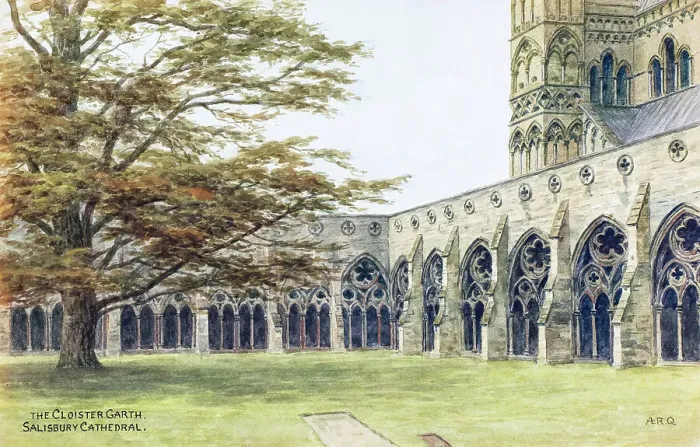 Framed Print : Cloister Garth, Salisbury Cathedral, Salisbury, Wiltshire Framed Print : Cloister Garth, Salisbury Cathedral, Salisbury, Wiltshire