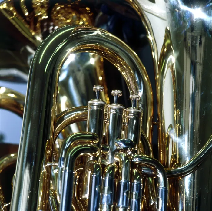 Framed Print : Close-up shot of the stops on a Tuba Framed Print : Close-up shot of the stops on a Tuba