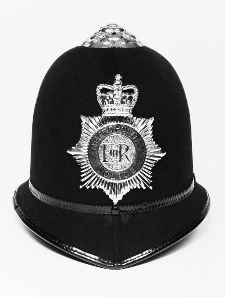 Closeup of a policemans helmet