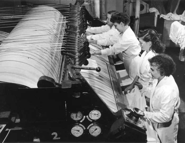 Framed Print : Cloth production - Factory Workers Framed Print : Cloth production - Factory Workers