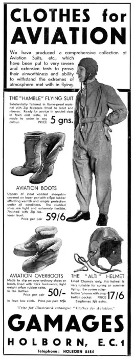 Framed Print : Clothes for Aviation from Gamages, 1931 Framed Print : Clothes for Aviation from Gamages, 1931