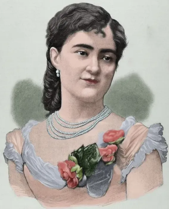 Framed Print : Clotilde Cerda (1852-1926). Engraving. Colored Framed Print : Clotilde Cerda (1852-1926). Engraving. Colored