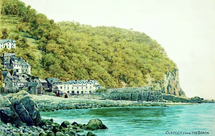 Framed Print : Clovelly, Devon, viewed from the Beach Framed Print : Clovelly, Devon, viewed from the Beach