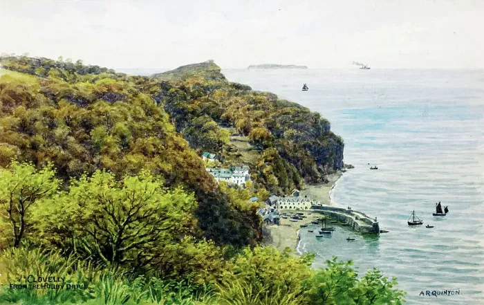 Framed Print : Clovelly, Devon, viewed from Hobby Drive Framed Print : Clovelly, Devon, viewed from Hobby Drive