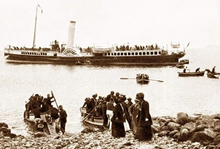 Framed Print : Clovelly Landing from the paddle steamer early 1900s Framed Print : Clovelly Landing from the paddle steamer early 1900s