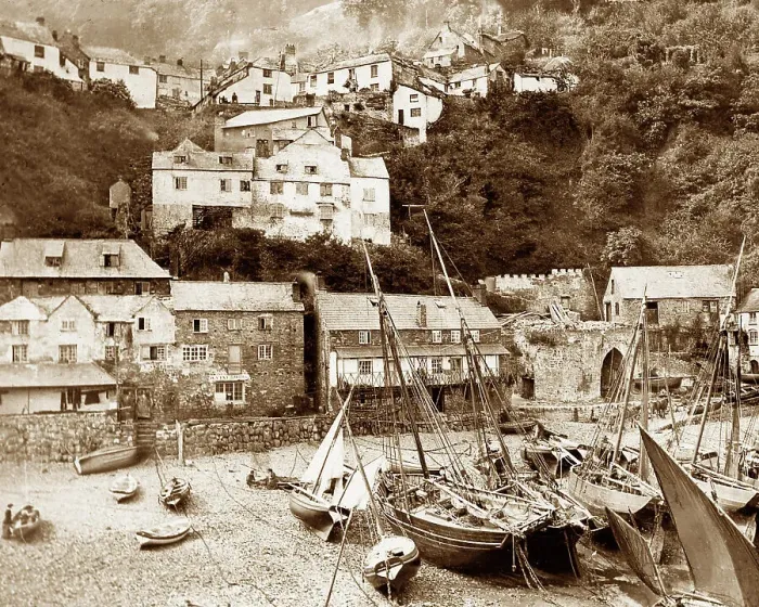 Framed Print : Clovelly, Victorian period Framed Print : Clovelly, Victorian period