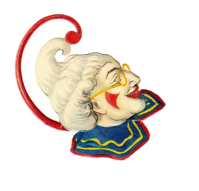 Framed Print : Clown head on a Victorian scrap Framed Print : Clown head on a Victorian scrap