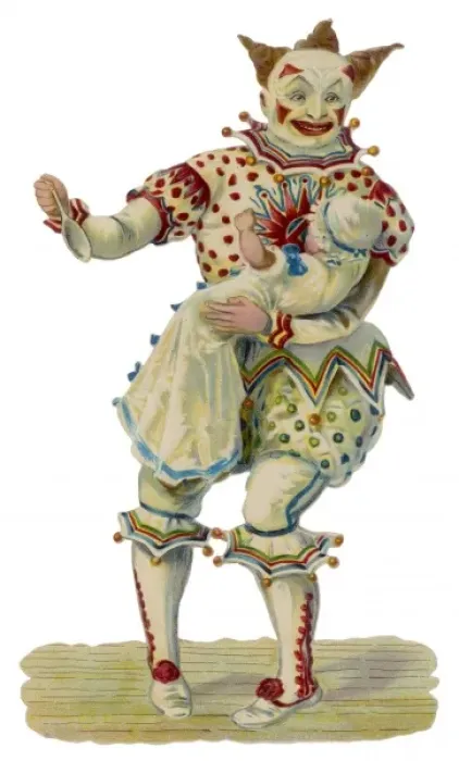 Framed Print : Clown Holding the Baby Framed Print : Clown Holding the Baby
