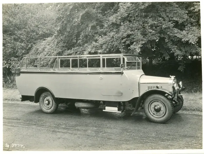 Framed Print : Coach on A2 long, Wadham. Open-top single-decker bus Framed Print : Coach on A2 long, Wadham. Open-top single-decker bus