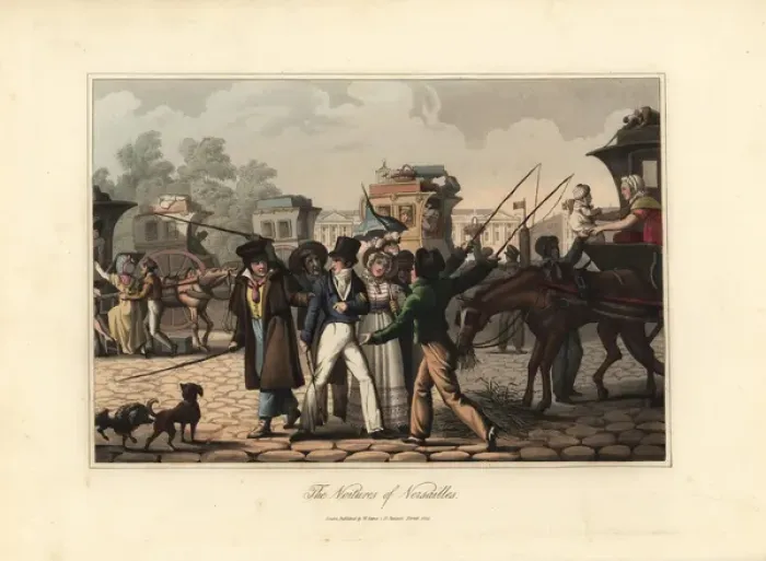 Framed Print : Coach drivers and passengers at Place Louis XV Framed Print : Coach drivers and passengers at Place Louis XV