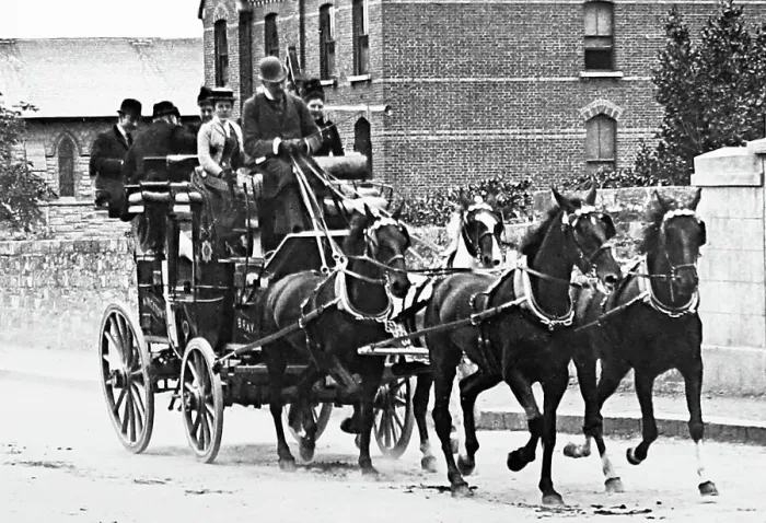Framed Print : A coach and four, possibly Bray to London Framed Print : A coach and four, possibly Bray to London