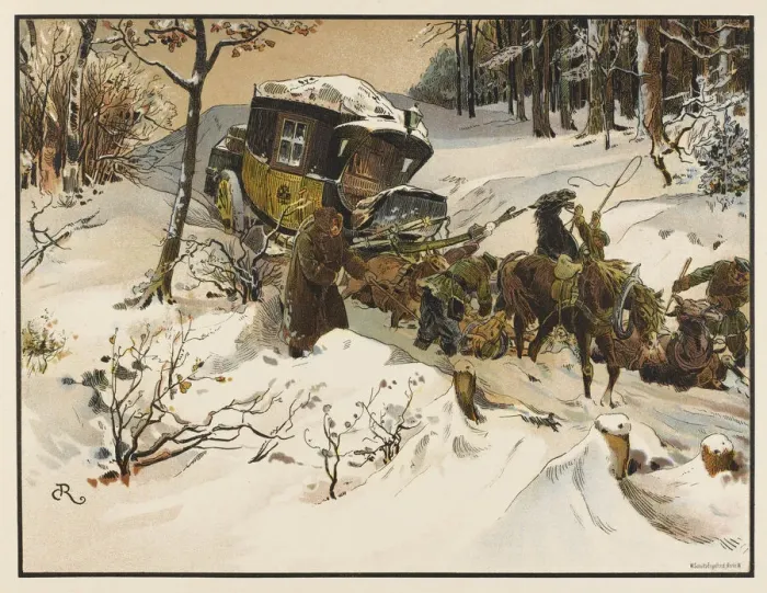Framed Print : COACH AND SNOW Framed Print : COACH AND SNOW