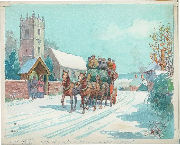 Framed Print : Coaching / winter with church Framed Print : Coaching / winter with church