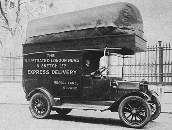 Framed Print : Coal-gas powered delivery van of the Illustrated London News Framed Print : Coal-gas powered delivery van of the Illustrated London News